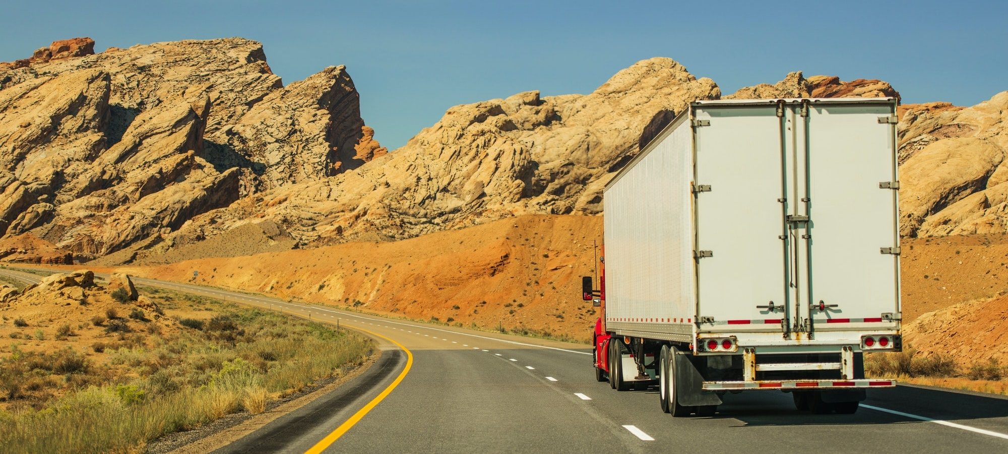 semi truck vehicle on a scenic route
